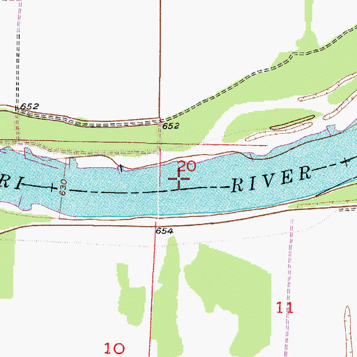Topographic Map of Teteseau Bend, MO