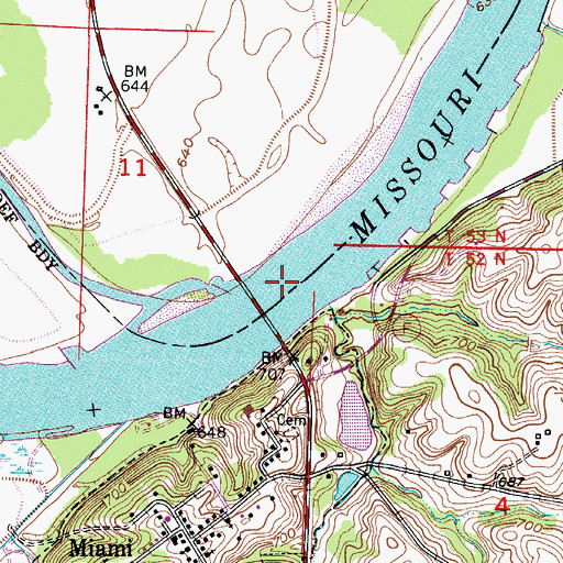 Topographic Map of Upper Miami Bend, MO