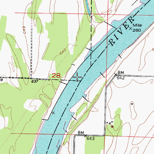 Topographic Map of Middle Miami Bend, MO