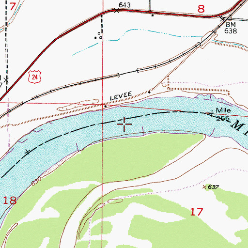 Topographic Map of Dewitt Bend, MO