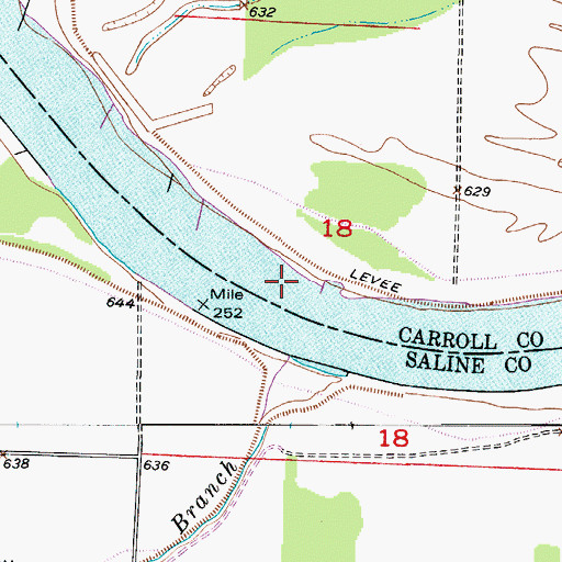 Topographic Map of Brunswick Bend, MO