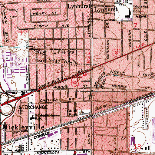 Topographic Map of Wayne Township Fire Department Station 82, IN