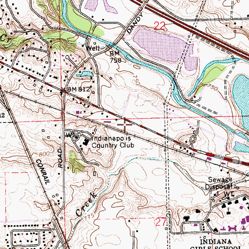 Topographic Map of Wayne Township Fire Department Station 85, IN