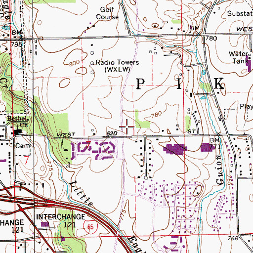 Topographic Map of Pike Township Fire Department Station 64, IN