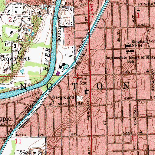 Topographic Map of Indianapolis Fire Department Station 16, IN