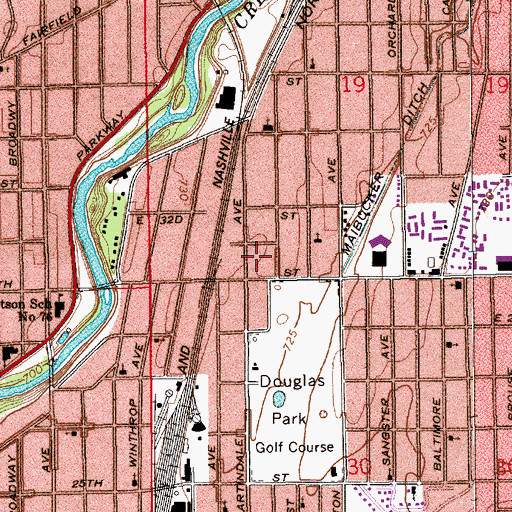 Topographic Map of Indianapolis Fire Department Station 22, IN
