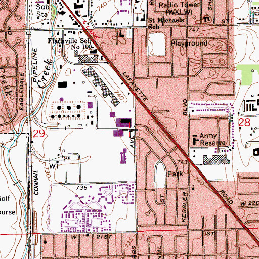 Topographic Map of Indianapolis Fire Department Station 30, IN