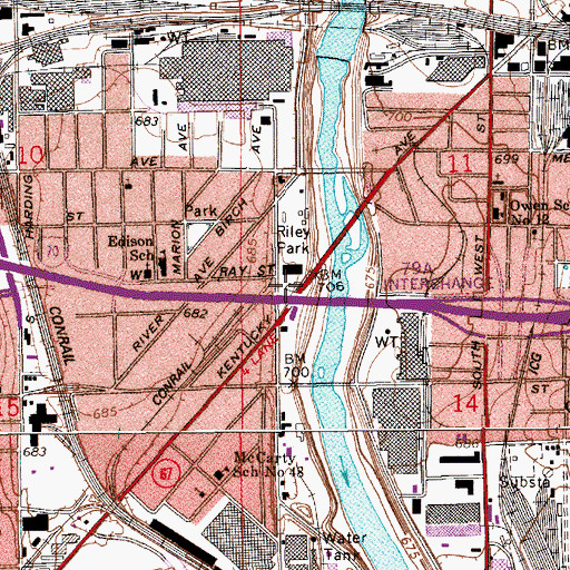 Topographic Map of Indianapolis Fire Department Station 19, IN