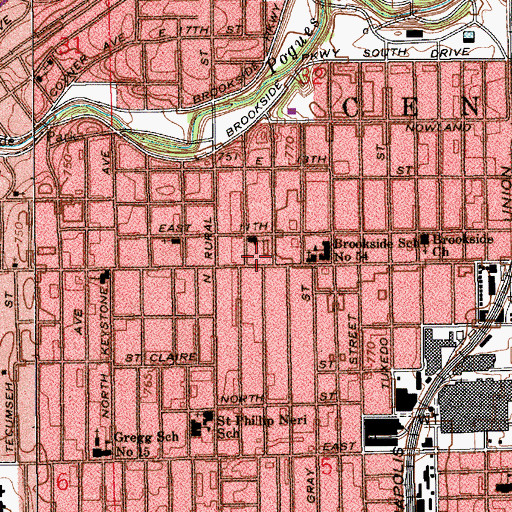 Topographic Map of Indianapolis Fire Department Station 27, IN