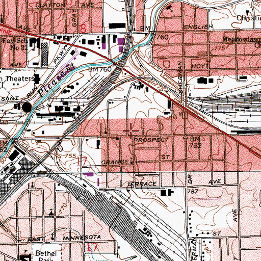 Topographic Map of Indianapolis Fire Department Station 15, IN