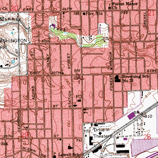 Topographic Map of Indianapolis Fire Department Station 10, IN