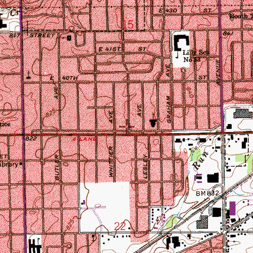 Topographic Map of Indianapolis Fire Department Station 24, IN