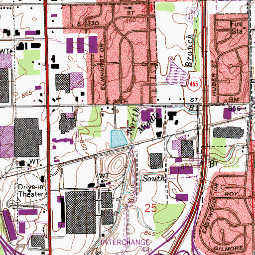 Topographic Map of Indianapolis Fire Department Station 44, IN
