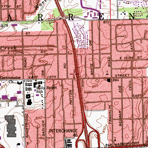 Topographic Map of Indianapolis Fire Department Station 43, IN