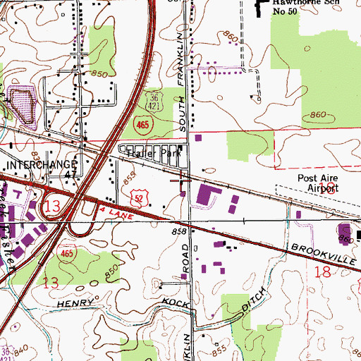 Topographic Map of Indianapolis Fire Department Station 42, IN