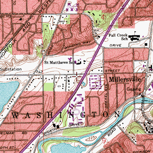 Topographic Map of Indianapolis Fire Department Station 8, IN