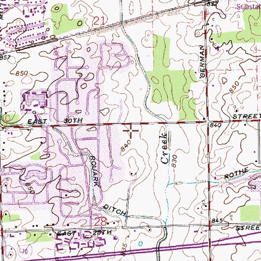 Topographic Map of Indianapolis Fire Department Station 45, IN