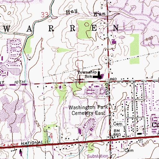 Topographic Map of Indianapolis Fire Department Station 41, IN