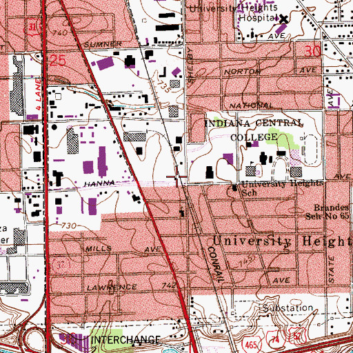 Topographic Map of Indianapolis Fire Department Station 26, IN