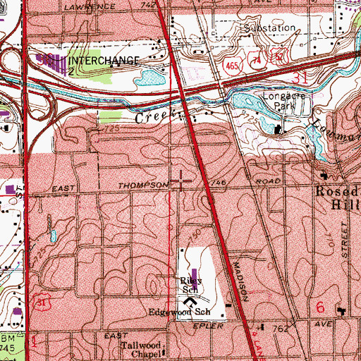Topographic Map of Indianapolis Fire Department Station 23, IN