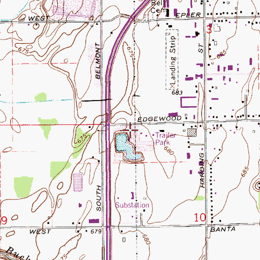 Topographic Map of Indianapolis Fire Department Station 34, IN