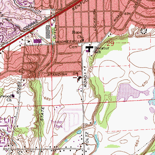Topographic Map of Decatur Township Fire Department Station 74, IN