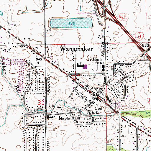 Topographic Map of Franklin Township Fire Department Station 51, IN