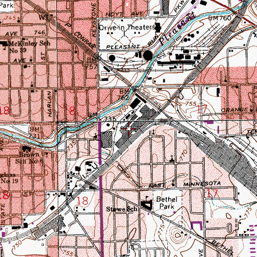Topographic Map of Keystone Industrial Park, IN