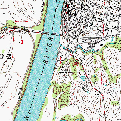Topographic Map of Stump Island Recreation Park, MO