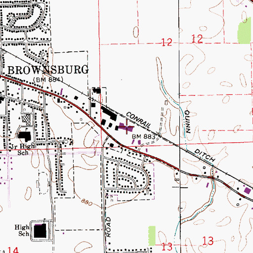 Topographic Map of Brownsburg Shopping Center, IN