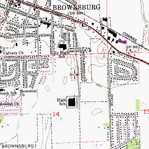 Topographic Map of Roark Stadium, IN