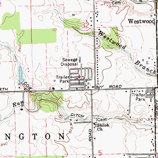 Topographic Map of Arborview Mobile Home Park, IN