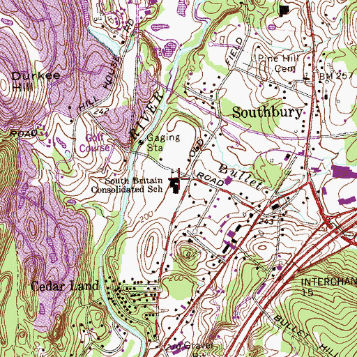 Topographic Map of South Britain Consolidated School, CT