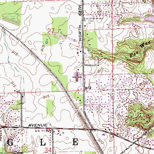 Topographic Map of Pleasant View Elementary School, IN