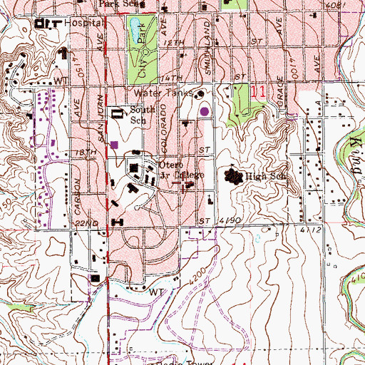 Topographic Map of First Presbyterian Church, CO