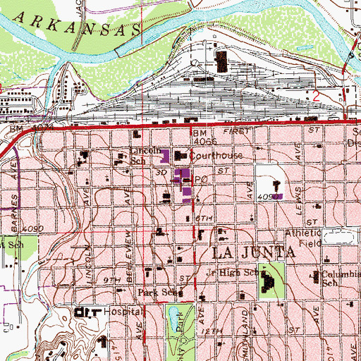 Topographic Map of La Junta Post Office, CO