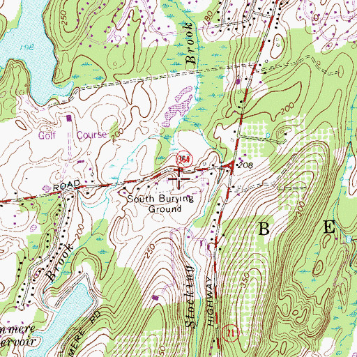 Topographic Map of South Burying Ground Cemetery, CT
