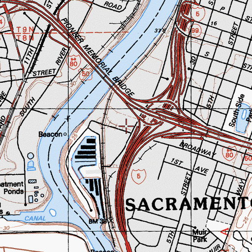 Topographic Map of Exit 4A, CA