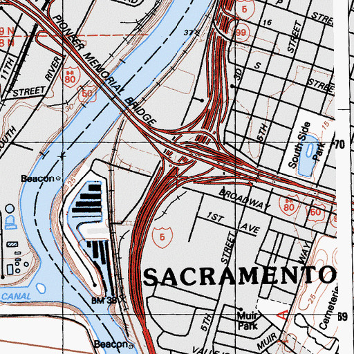 Topographic Map of Exit 4B, CA