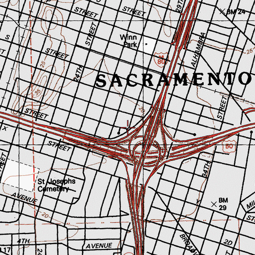 Topographic Map of Exit 6A, CA