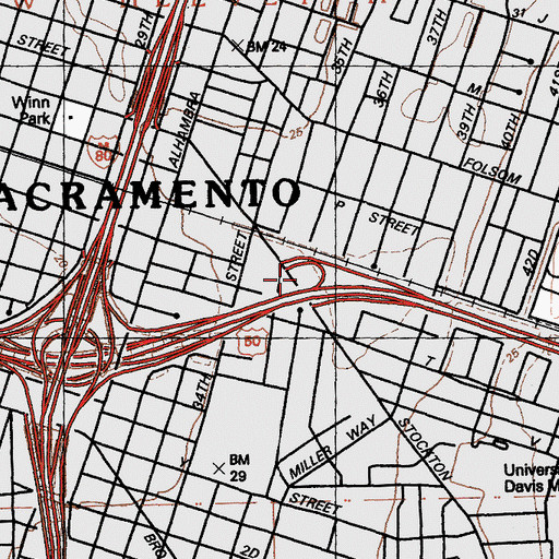 Topographic Map of Exit 7, CA