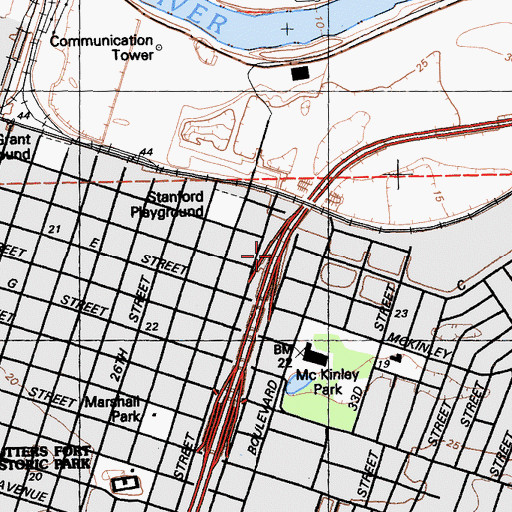 Topographic Map of Exit 7B, CA