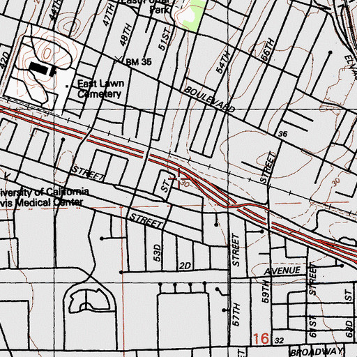 Topographic Map of Exit 8A, CA
