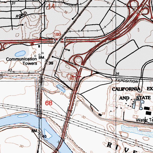 Topographic Map of Exit 9A, CA