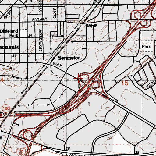Topographic Map of Exit 10A, CA