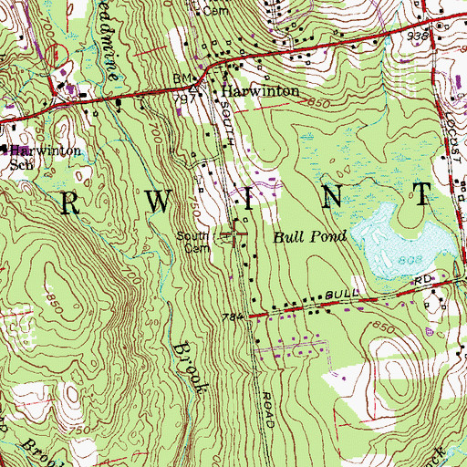 Topographic Map of South Cemetery, CT