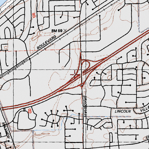 Topographic Map of Exit 13, CA