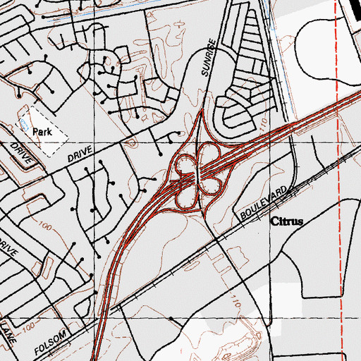 Topographic Map of Exit 18, CA