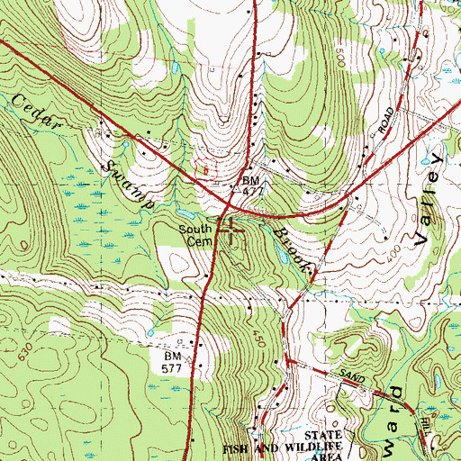 Topographic Map of South Cemetery, CT