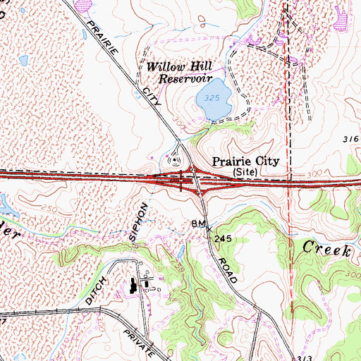 Topographic Map of Exit 25, CA